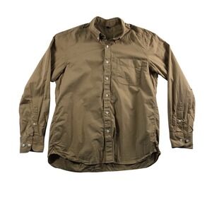 Muji Mens Long Sleeve Button Down Shirt Brown Cotton Casual Small